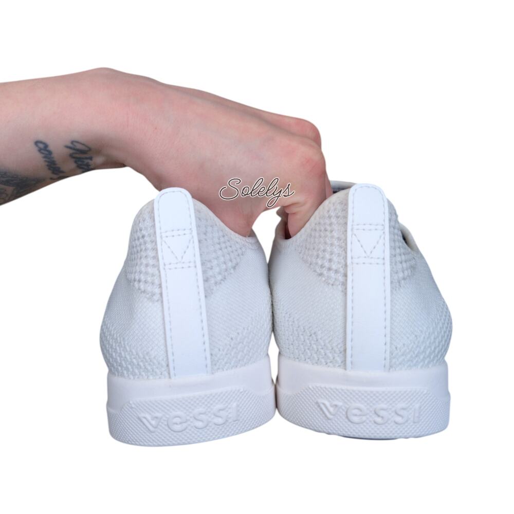 Vessi Weekend Womens 10 Marble White Waterproof Knit Dyma-Tex Lace Up Sneaker - Picture 3 of 9